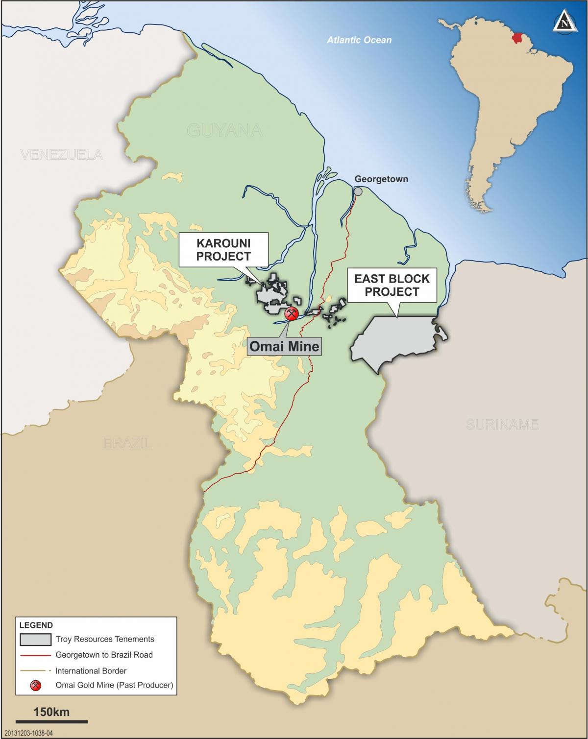 harta Guyana arată resurselor minerale