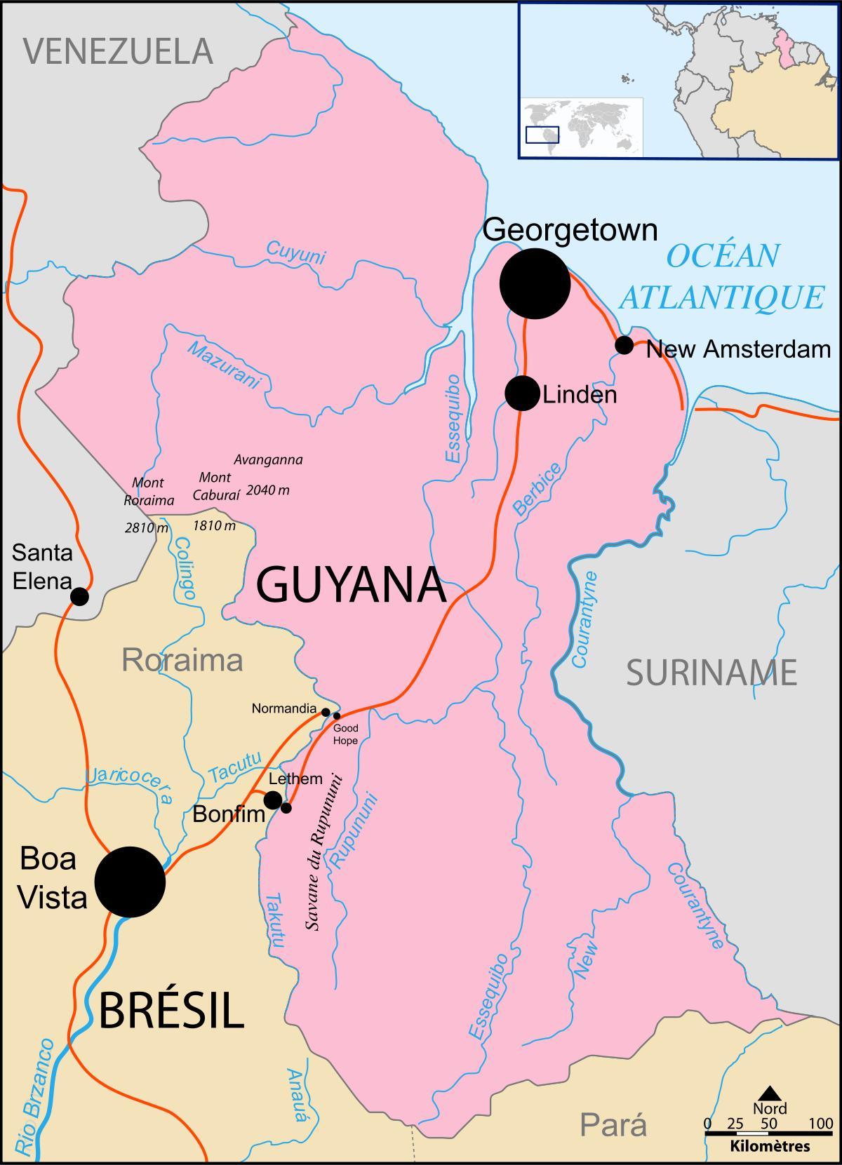harta Guyana locație de pe lume