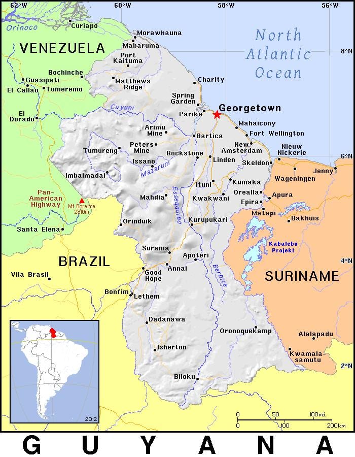 harta Guyana țară