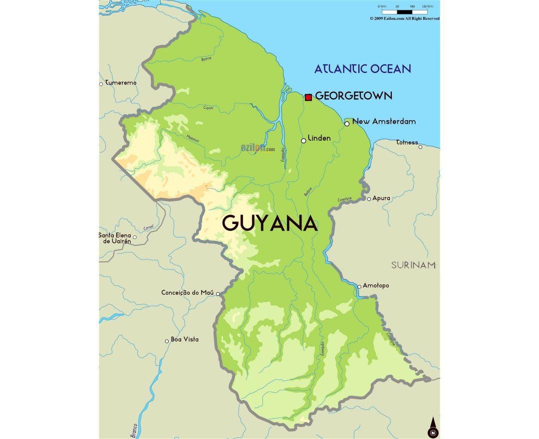 o hartă de Guyana