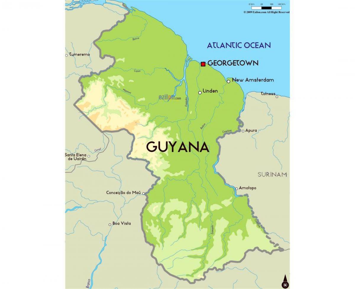 o hartă de Guyana