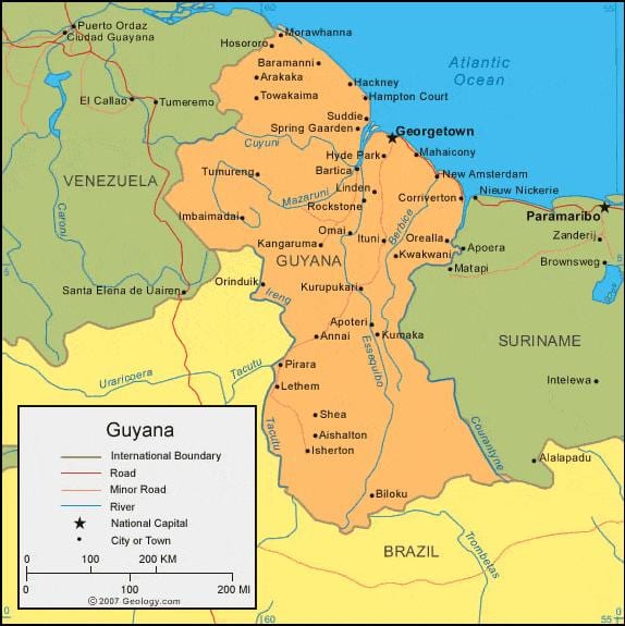 harta Guyana politice 