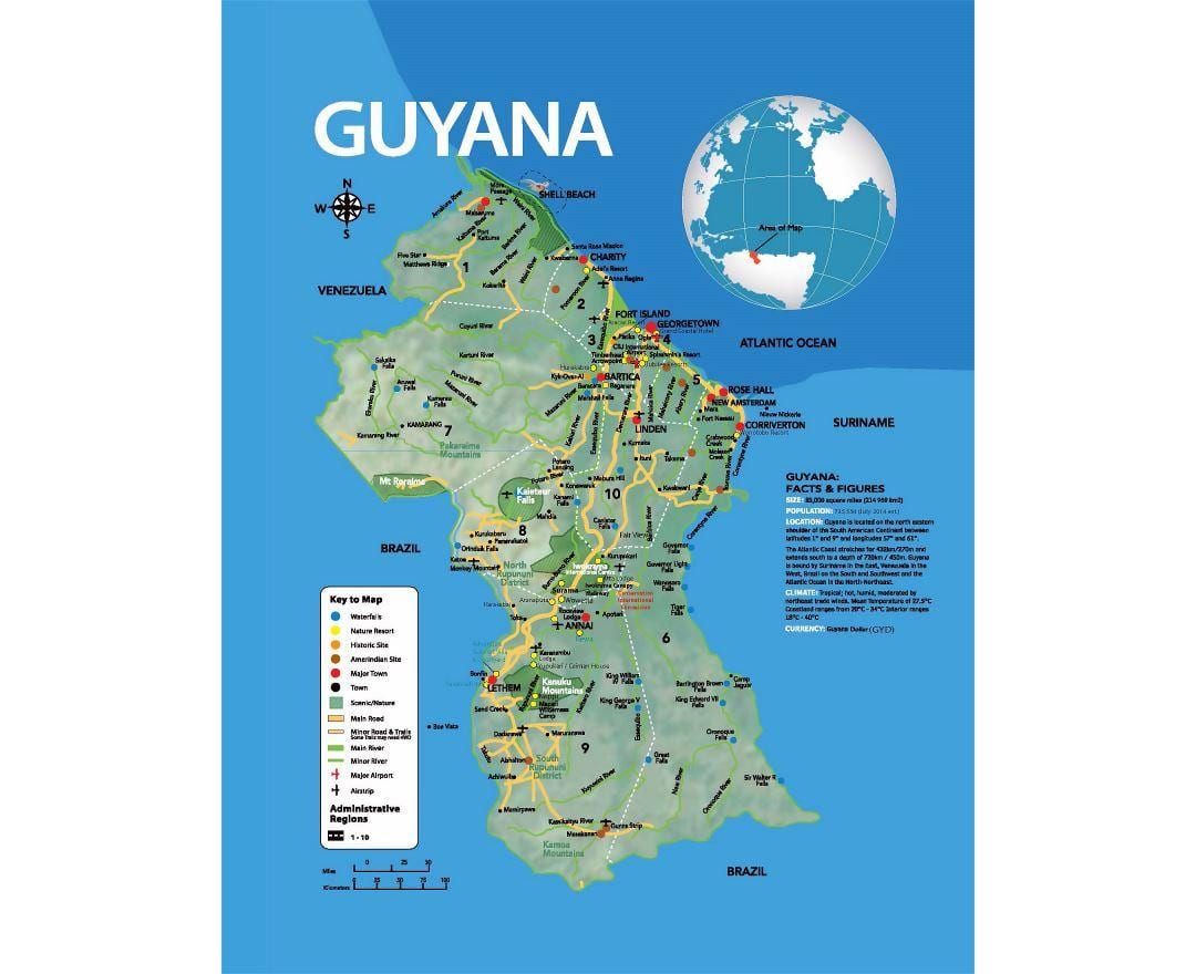 harta de harta care arată cum amerindieni venit la Guyana