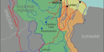 Coasta de est demerara Guyana hartă