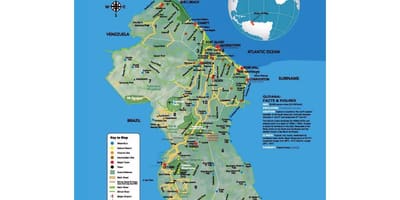 Harta de harta care arată cum amerindieni venit la Guyana