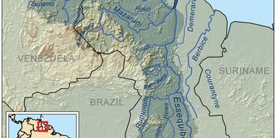 Harta Guyana arată râurile